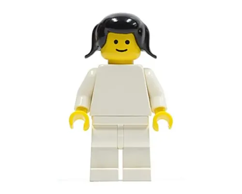 Plain White Torso with White Arms, White Legs, Black Pigtails Hair Image