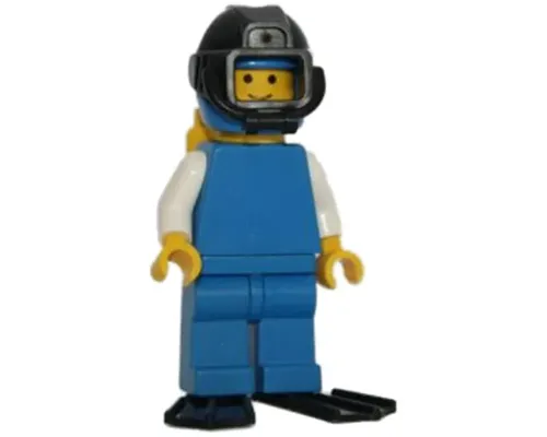 Plain Blue Torso with White Arms, Blue Legs, Blue Helmet, Black Underwater Visor, Yellow Air Tanks, Black Flippers - Diver Image