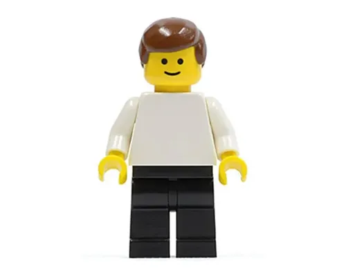 Plain White Torso with White Arms, Black Legs, Brown Male Hair Image