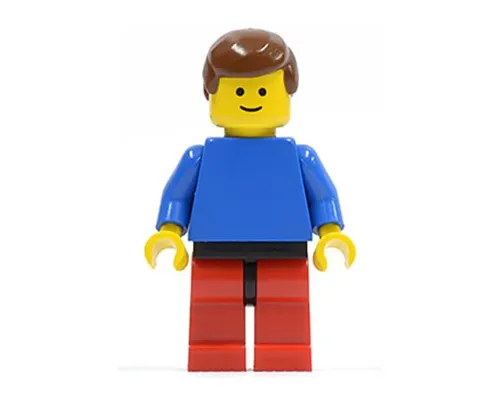 Plain Blue Torso with Blue Arms, Red Legs with Black Hips, Brown Male Hair Image