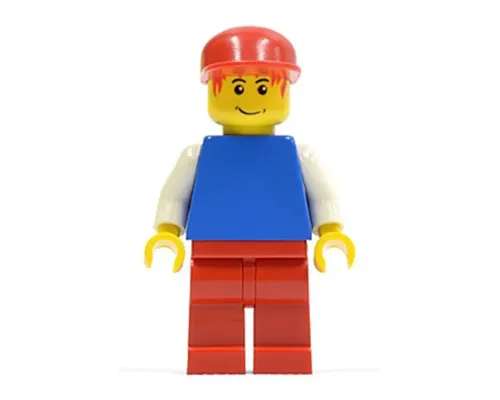 Plain Blue Torso with White Arms, Red Legs, Red Cap, Red Hair Image