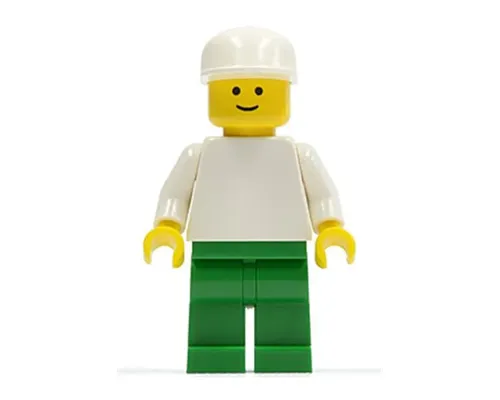 Plain White Torso with White Arms, Green Legs, White Cap, Standard Grin Image