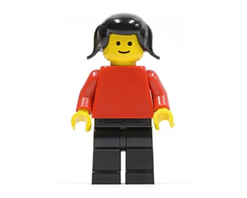 Plain Red Torso with Red Arms, Black Legs, Black Pigtails Hair Image