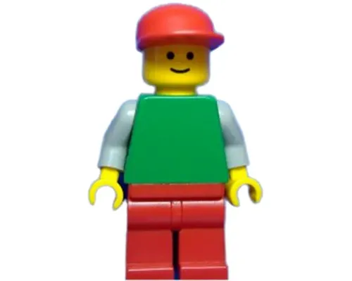 Plain Green Torso with Light Gray Arms, Red Legs, Red Cap Image