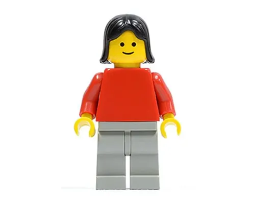 Plain Red Torso with Red Arms, Light Gray Legs, Black Female Hair Image