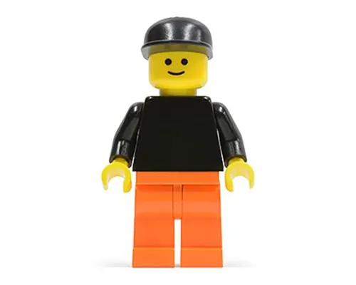 Plain Black Torso with Black Arms, Orange Legs, Black Cap Image