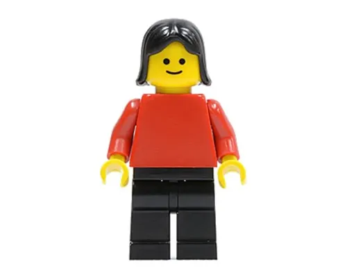 Plain Red Torso with Red Arms, Black Legs, Black Female Hair Image