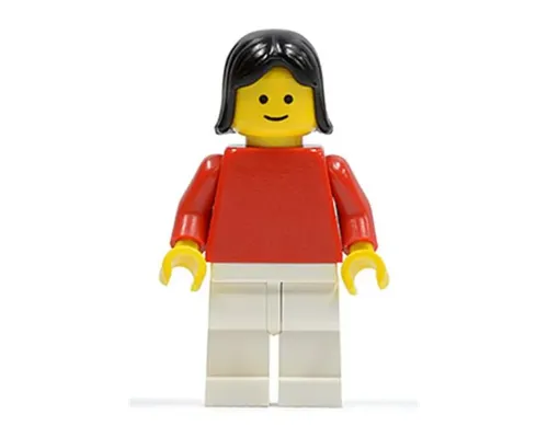 Plain Red Torso with Red Arms, White Legs, Black Female Hair Image