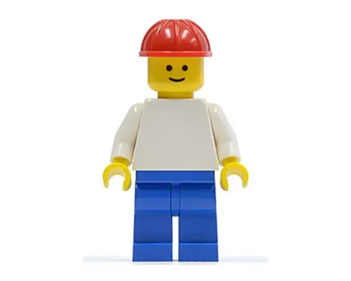 Plain White Torso with White Arms, Blue Legs, Red Construction Helmet Image