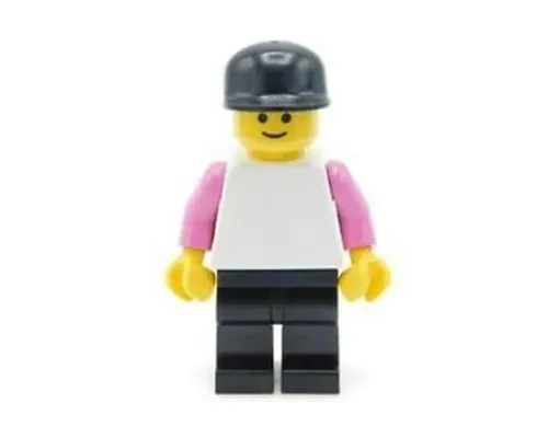 Plain White Torso with Dark Pink Arms, Black Legs, Black Cap Image