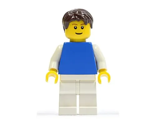 Plain Blue Torso with White Arms, White Legs, Dark Brown Short Tousled Hair Image