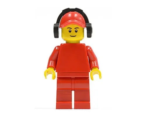 Plain Red Torso with Red Arms, Red Legs, Red Cap with Hole, Headphones Image