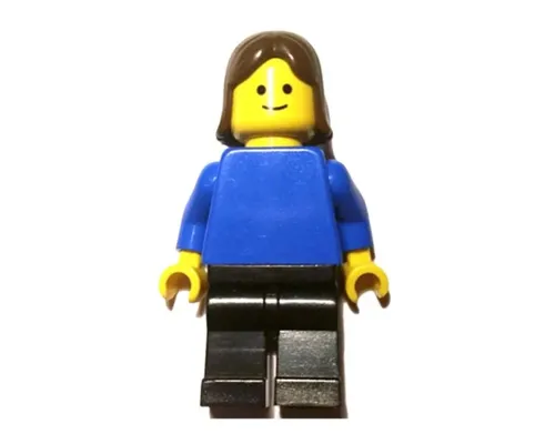 Plain Blue Torso with Blue Arms, Black Legs, Brown Female Hair Image