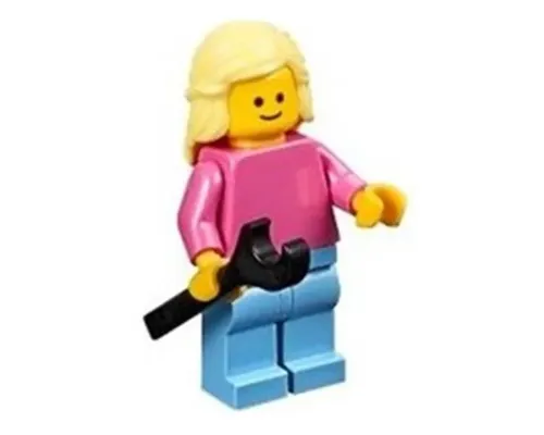 Plain Dark Pink Torso with Dark Pink Arms, Medium Blue Legs, Bright Light Yellow Female Hair Mid-Length Image