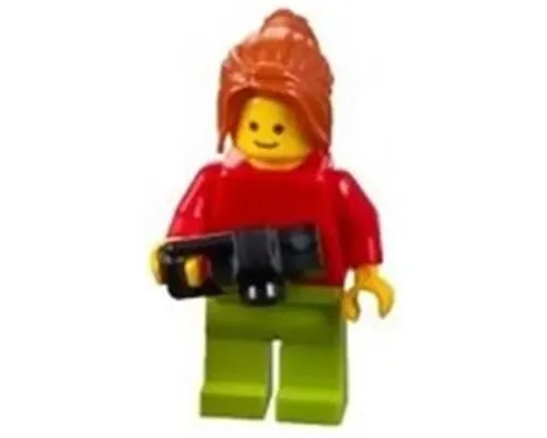 Plain Red Torso with Red Arms, Lime Legs, Dark Orange Female Ponytail Long Image