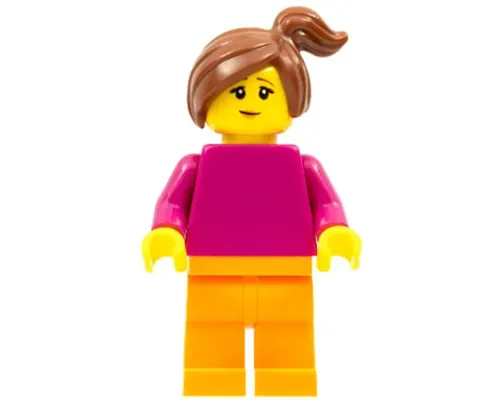 Plain Magenta Torso with Magenta Arms, Orange Legs, Reddish Brown Side Ponytail Image