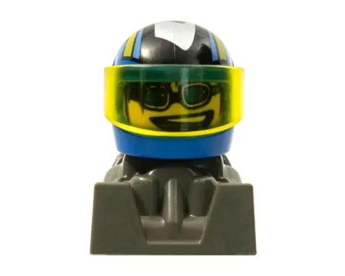 Racer, Blue Sunglasses, Blue Helmet with Pattern, Dark Gray Body Image