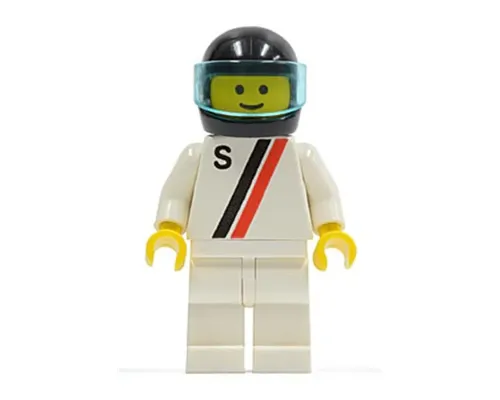 'S' - White with Red / Black Stripe, White Legs, Black Helmet, Trans-Light Blue Visor Image