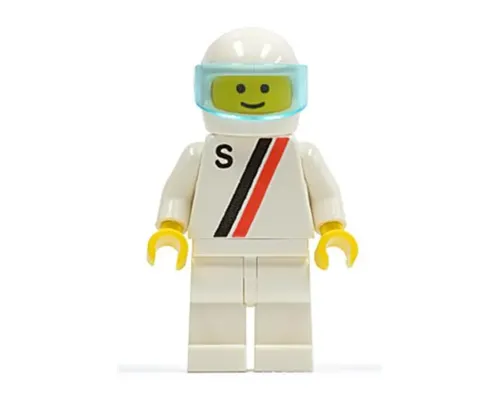 'S' - White with Red / Black Stripe, White Legs, White Helmet, Trans-Light Blue Visor Image