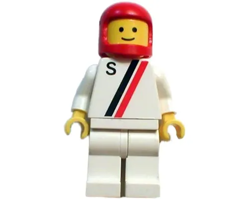 'S' - White with Red / Black Stripe, White Legs, Red Classic Helmet Image