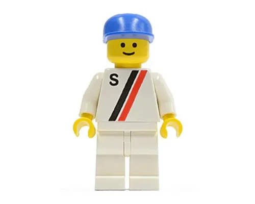 'S' - White with Red / Black Stripe, White Legs, Blue Cap Image