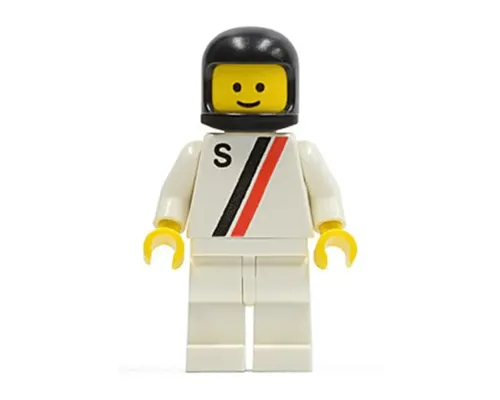 'S' - White with Red / Black Stripe, White Legs, Black Classic Helmet Image