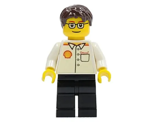 Shell - White Torso (Sticker), Black Legs, Dark Brown Short Tousled Hair, Glasses Image