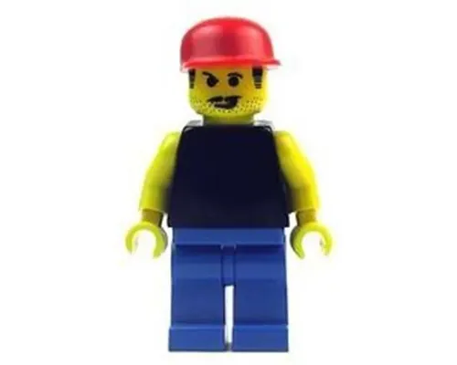 Plain Black Torso with Yellow Arms, Blue Legs, Red Cap (Soccer Fan) Image