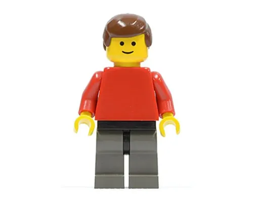 Plain Red Torso with Red Arms, Dark Gray Legs, Brown Male Hair Image