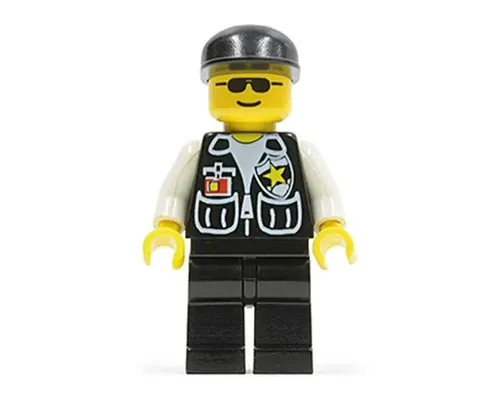 Police - Sheriff Star and 2 Pockets, Black Legs, White Arms, Black Cap, Black Sunglasses Image