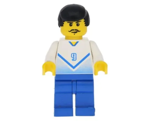 Soccer Player White & Blue Team with shirt #9 Image