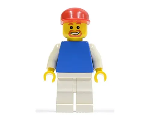 Plain Blue Torso with White Arms, White Legs, Red Cap (Soccer Fan) Image