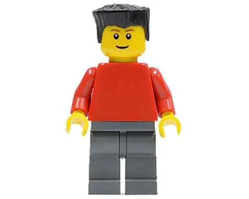 Plain Red Torso with Red Arms, Dark Bluish Gray Legs, Black Flat Top Hair (Soccer Player) Image