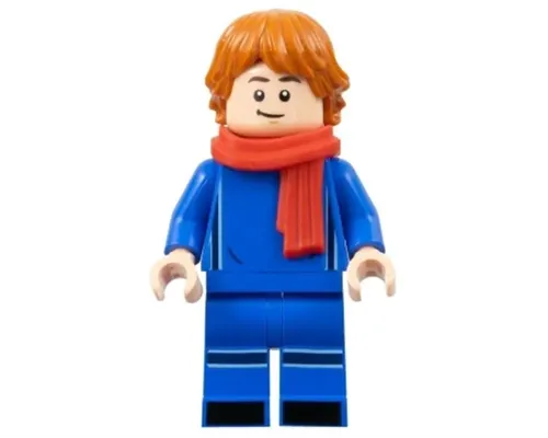 Soccer Spectator - Blue Soccer Uniform, Red Scarf, Dark Orange Hair Image