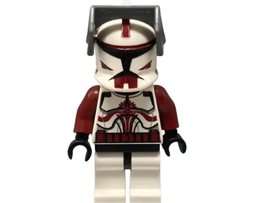 Clone Trooper Commander Fox, Coruscant Guard (Phase 1) - Dark Bluish Gray Visor, Pauldron, and Kama, Large Eyes, without Solid Light Bluish Gray Semicircle above Belt Image