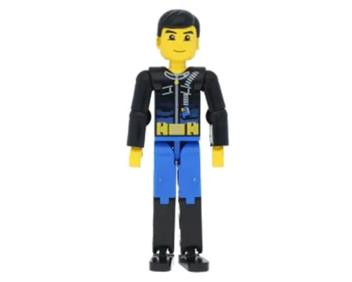 Technic Figure Blue Legs, Black Top with Zippered Wetsuit Pattern (Diver) Image