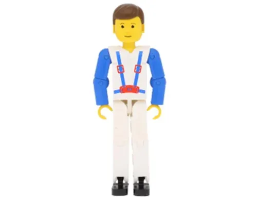 Technic Figure White Legs, White Top with Blue Suspenders Pattern, Blue Arms Image