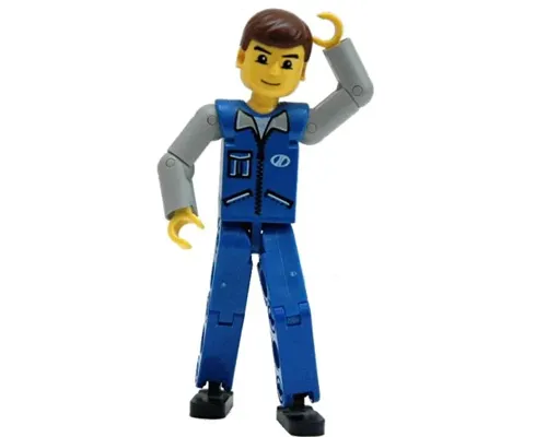 Technic Figure Blue Legs, Blue Top with Zipper and Pockets, Light Gray Arms Image