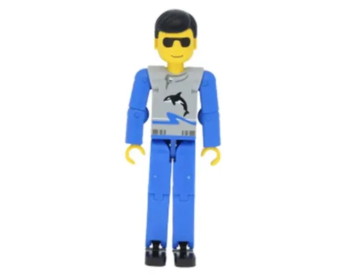 Technic Figure Blue Legs, Light Gray Top with Orca Pattern, Blue Arms Image