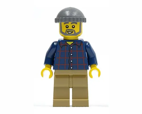 LEGO Brand Store Male, Plaid Button Shirt, Dark Tan Legs (no back printing) {München} Image