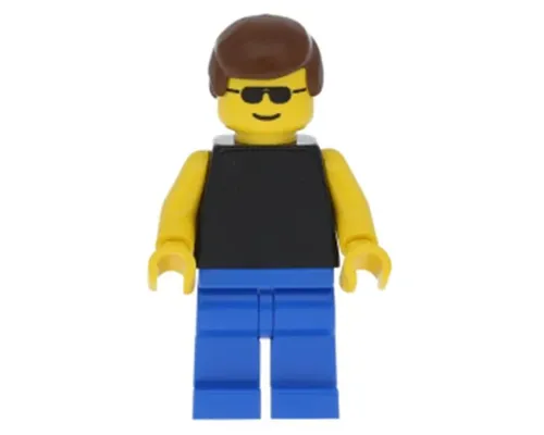 Plain Black Torso with Yellow Arms, Blue Legs, Sunglasses, Brown Male Hair Image