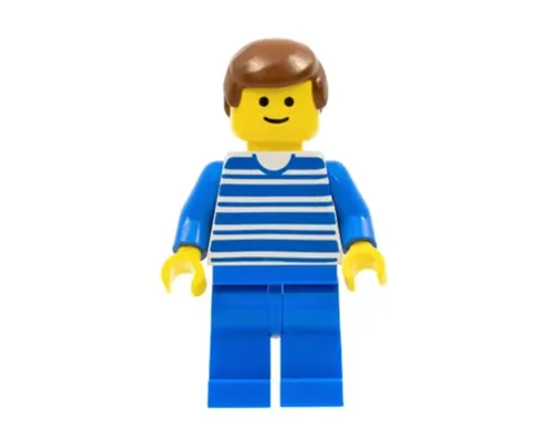 Horizontal Lines Blue - Blue Arms - Blue Legs, Brown Male Hair Image