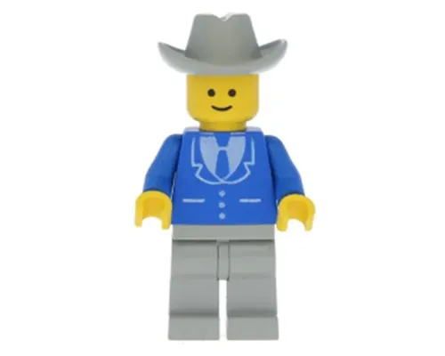 Suit with 3 Buttons Blue - Light Gray Legs, Light Gray Cowboy Hat Image