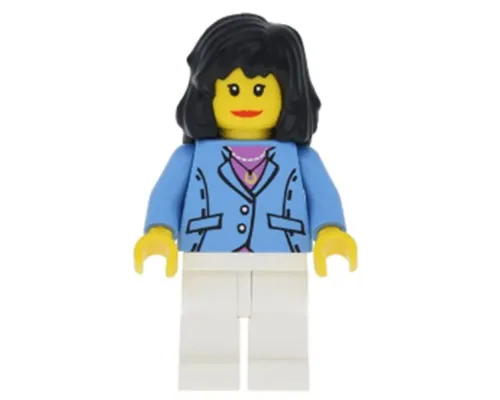 Medium Blue Jacket, White Legs, Black Mid-Length Female Hair Image