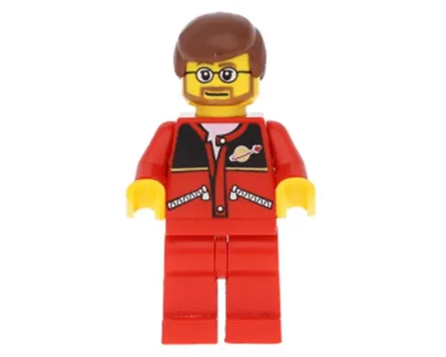 Red Jacket with Zipper Pockets and Classic Space Logo, Red Legs, Reddish Brown Male Hair Image