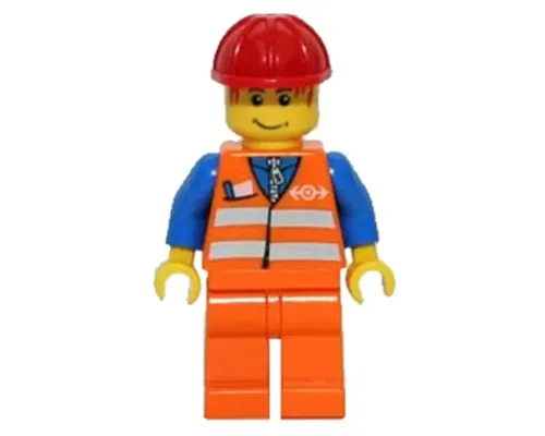 Orange Vest with Safety Stripes - Orange Legs, Red Construction Helmet, Red Bangs Image