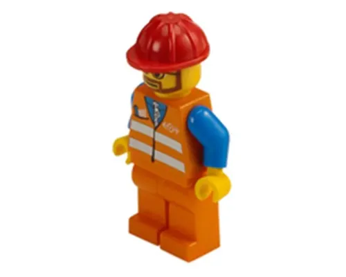 Orange Vest with Safety Stripes - Orange Legs, Red Construction Helmet, Beard and Glasses Image