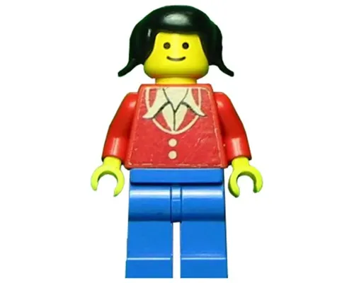 Patron - Red Torso with Buttons and Collar (Torso Sticker), Blue Legs, Black Pigtails Hair Image