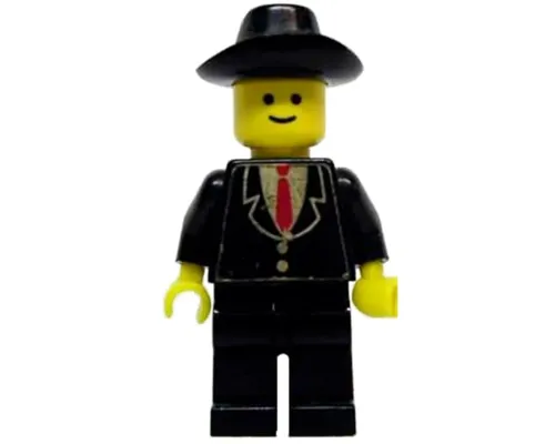 Patron - Black Suit with Two Buttons and Red Tie (Torso Sticker), Black Legs, Black Cowboy Hat Image