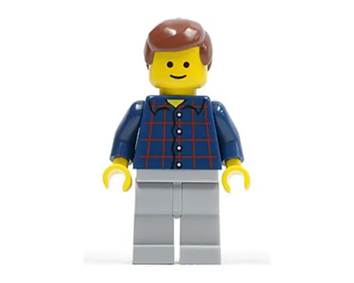 Plaid Button Shirt, Light Bluish Gray Legs, Reddish Brown Male Hair, Standard Grin Image